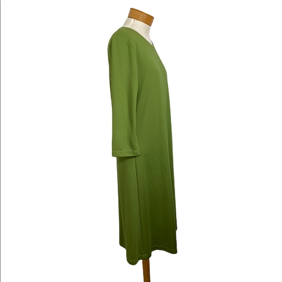 Susan Graver Green Knit Long Sleeve Dress Medium - Picture 2 of 4